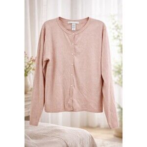 Cashmere Blend Cardigan Women’s M Blush Pink Soft Button-Up Sweater Chava